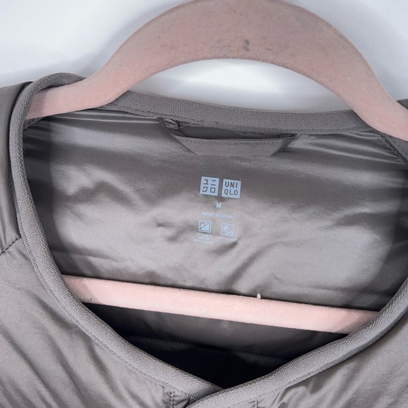 Uniqlo Recycled Down Jacket Gray Brown Quilted Puffer Unisex Size Medium - Picture 5 of 12